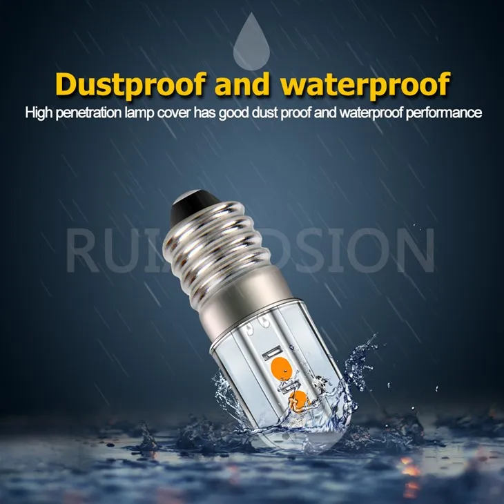 Ruiandsion E10 Mini Maglite Bulb Led Flashlight Bulbs 6V 3030 4SMD Chips Yellow Torch Bike Work Light Non Polarity