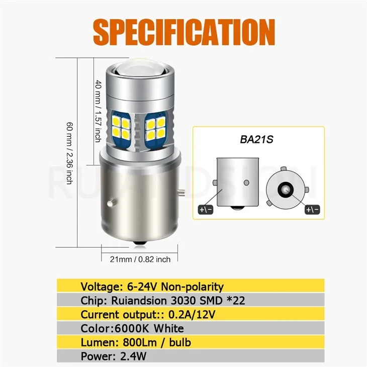 Ruiandsion BA21S Super Bright 6V Motorcycle Headlight Bulb Free Sample 6-24V White